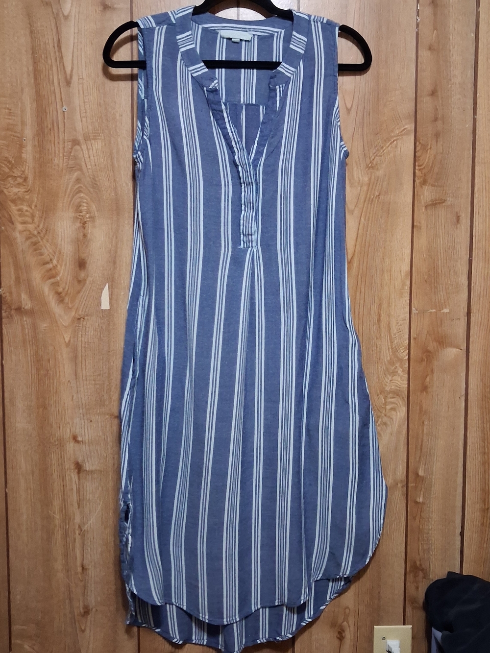 Sleeveless Dress Blue/ White Striped Beachy Easy Small Flint & Moss Coastal